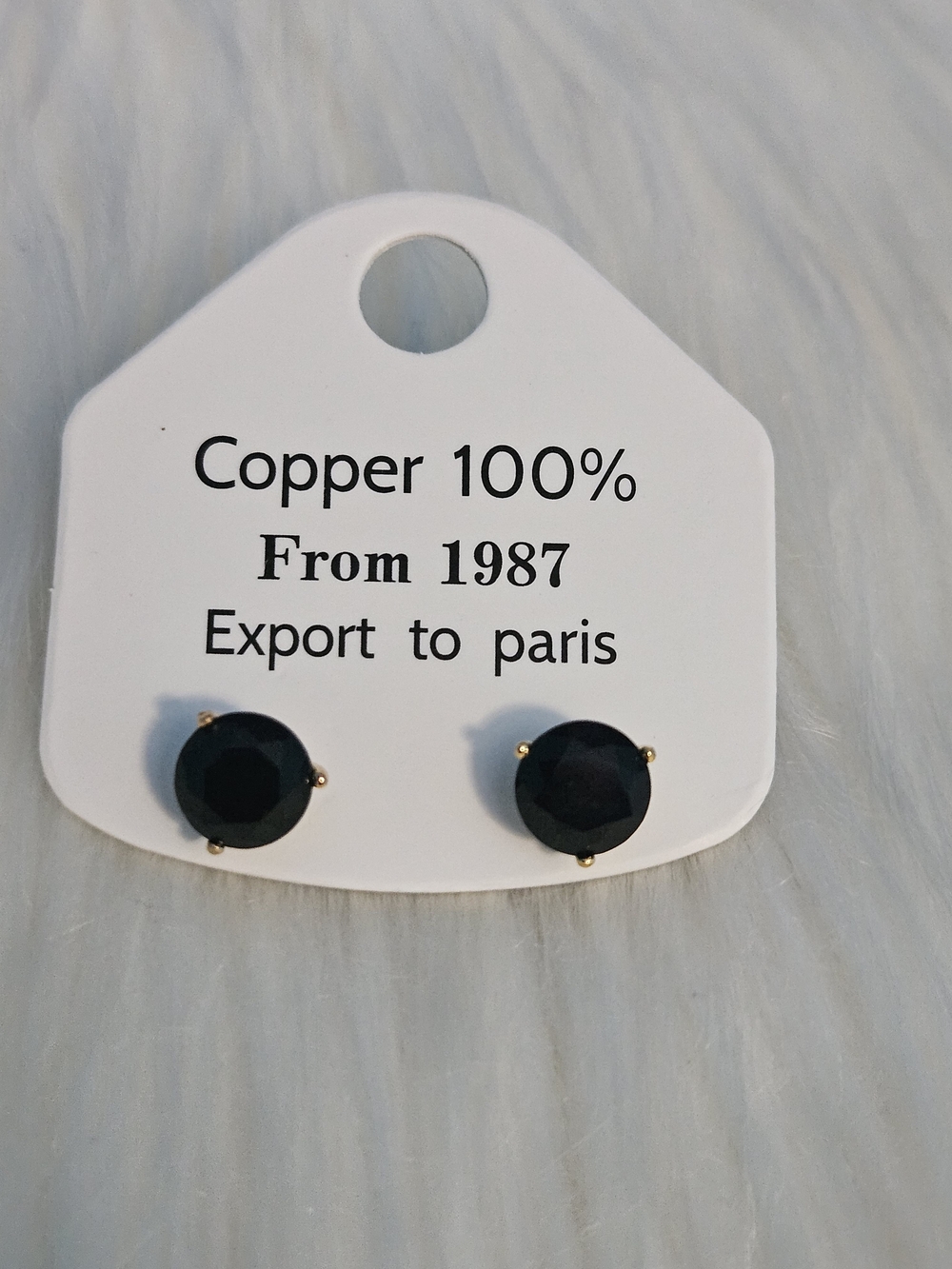 Black Round Stud Earrings